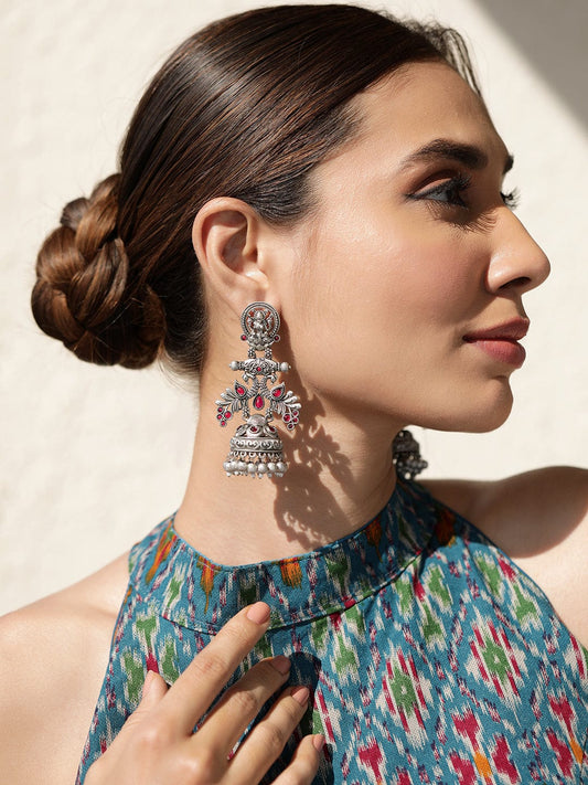 Vintage Oxidized Jhumka Pink
