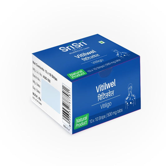 【Sri Sri Tattva】 Vitilwel for Skin Repigmentation (Hypopigmentation)｜ ビティルウェル 皮膚の色素再生（色素減少）用｜ 100錠