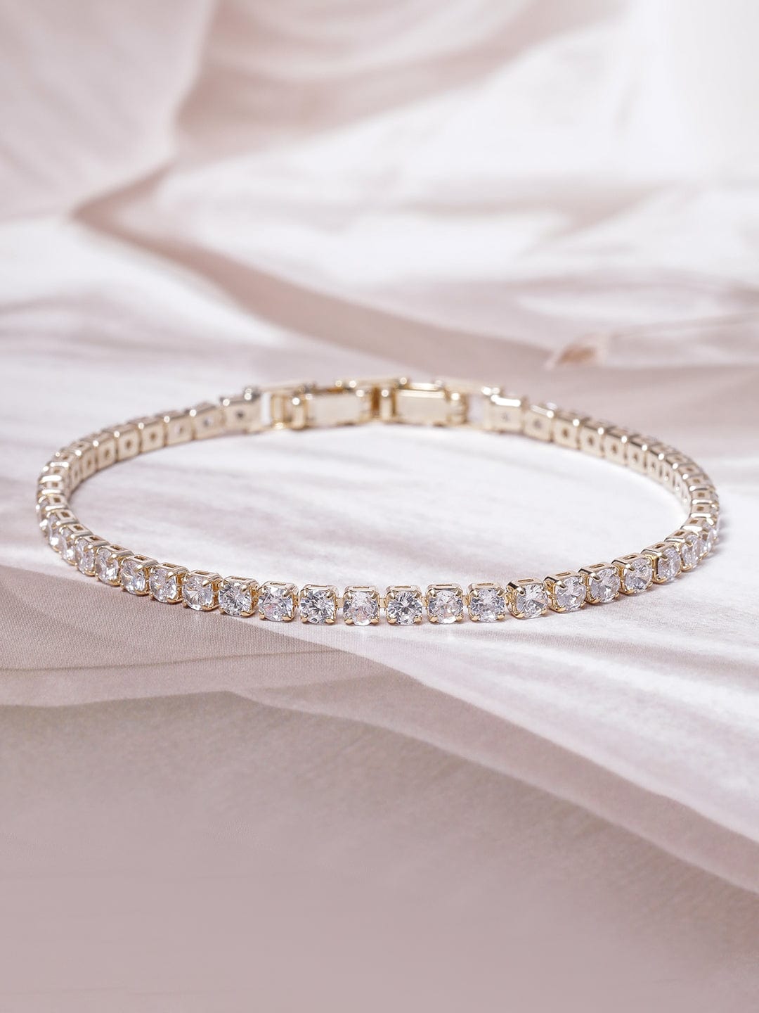 Zircon Gold plated tennis bracelet フリーサイズ