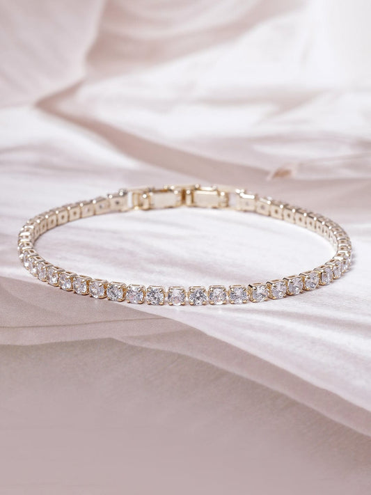 Zircon Gold plated tennis bracelet フリーサイズ