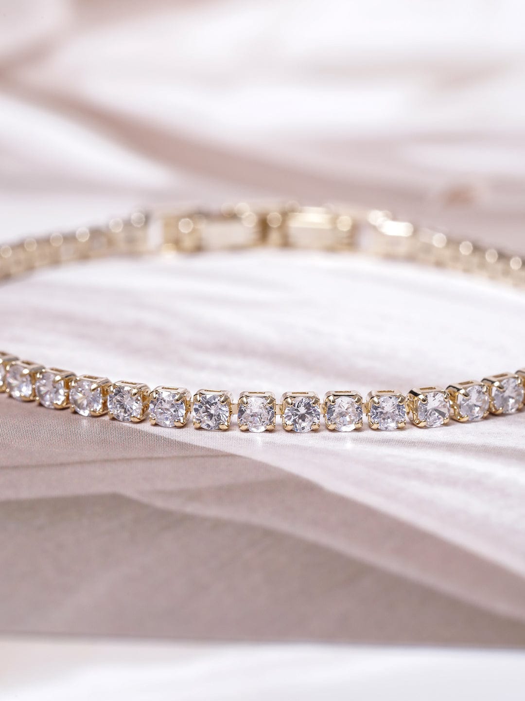 Zircon Gold plated tennis bracelet フリーサイズ