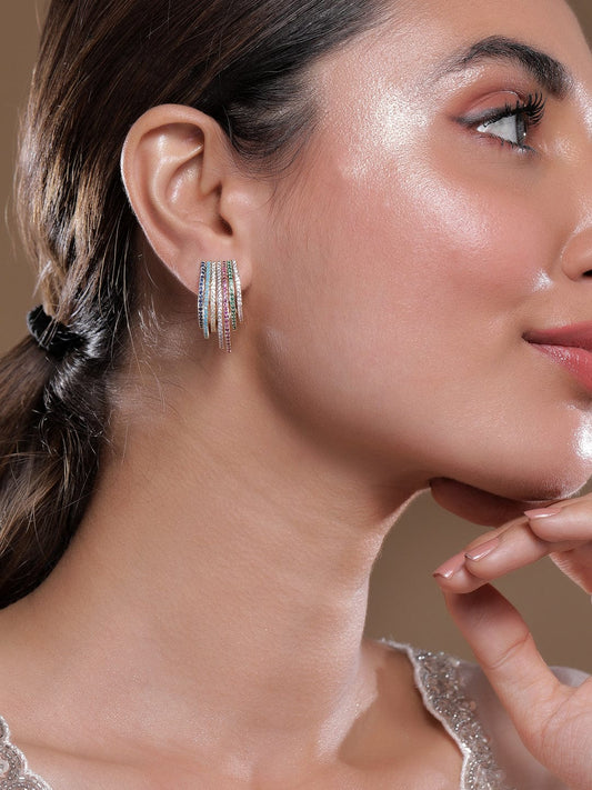 Rainbow Glow Multi Zirconia Hoops Huggies Mullticolor