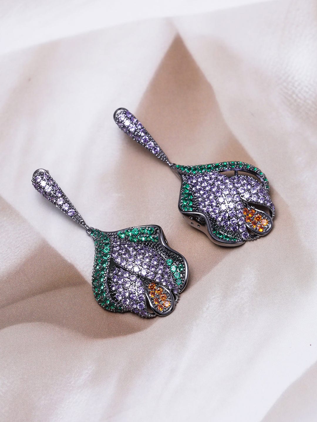 Colour Burst American Diamond Zirconia Drop Earrings Lavender