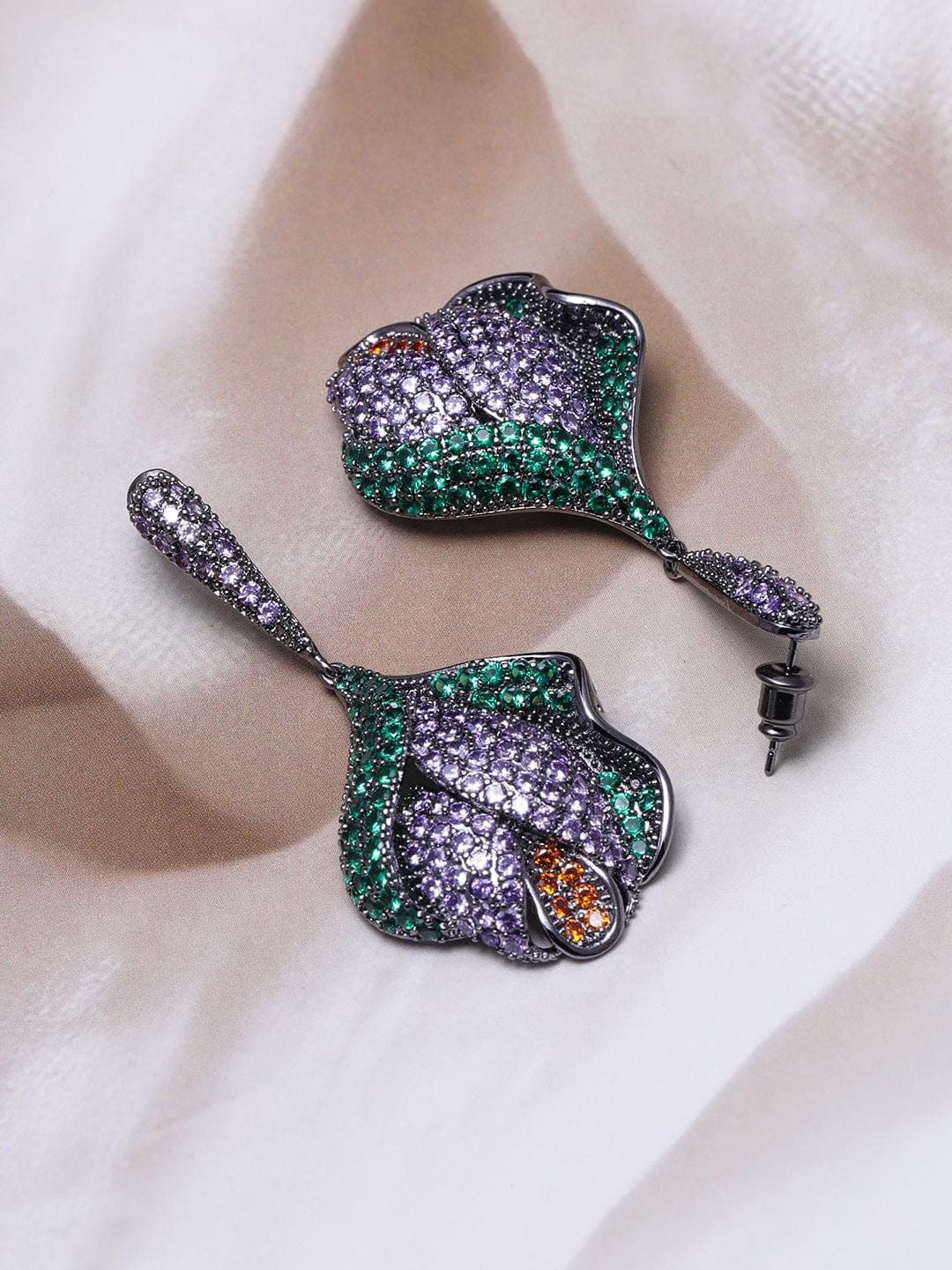 Colour Burst American Diamond Zirconia Drop Earrings Lavender