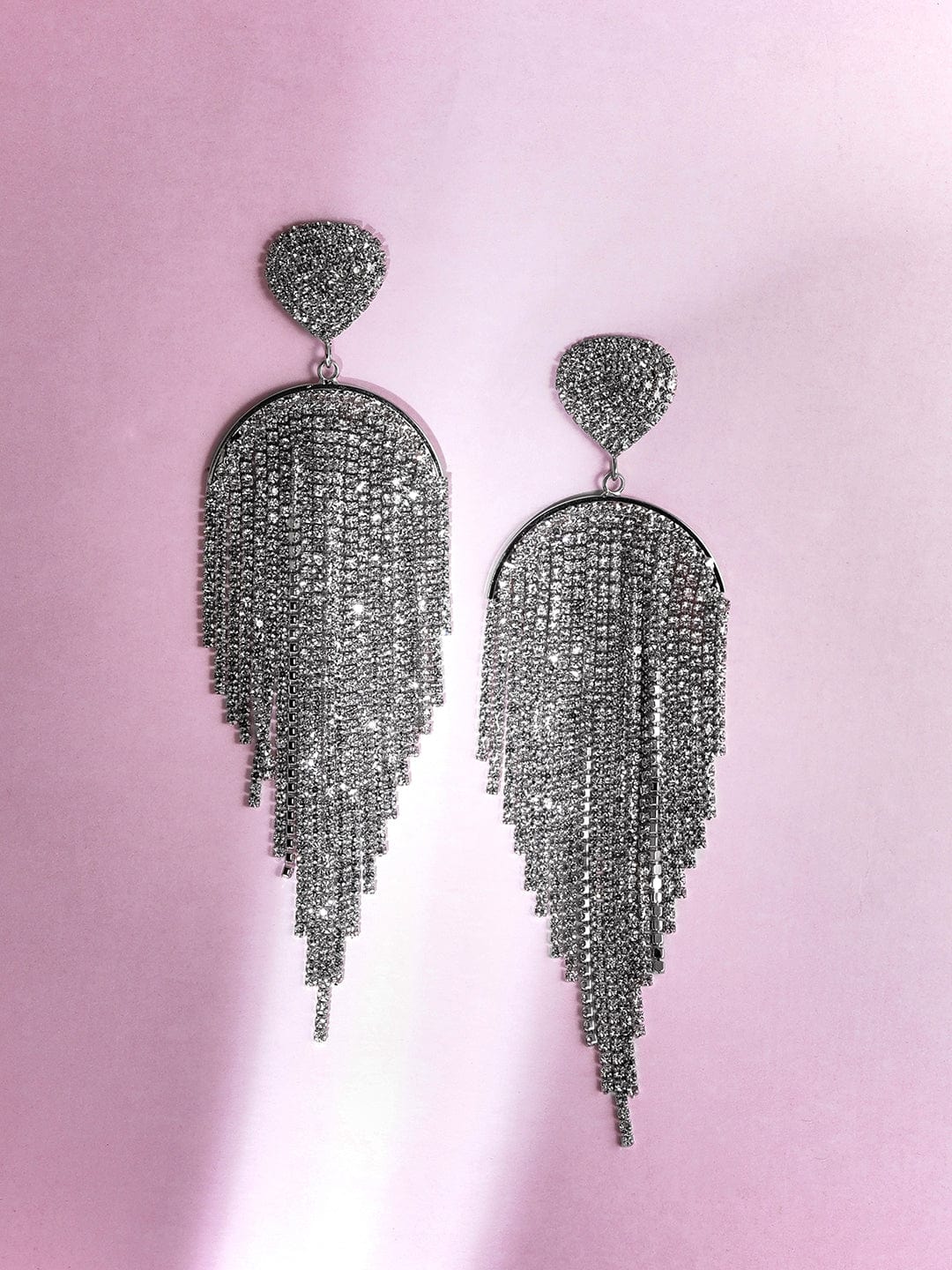 Runway Glam Crystal Multistrands Earrings Silver