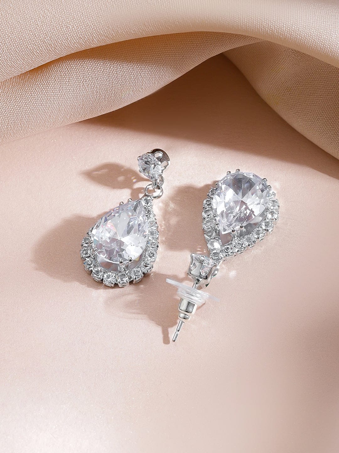 White Crystal Teardrop Necklace Set フリーサイズ