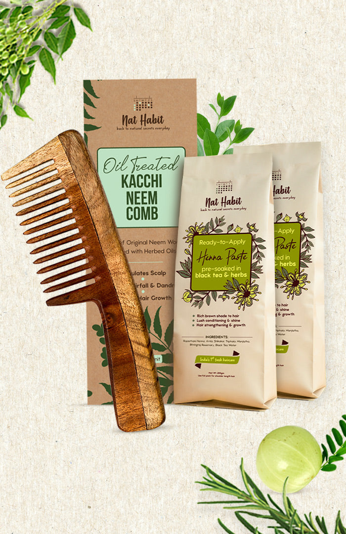 Wide Tooth Comb & Henna Paste コンボパック3点入り