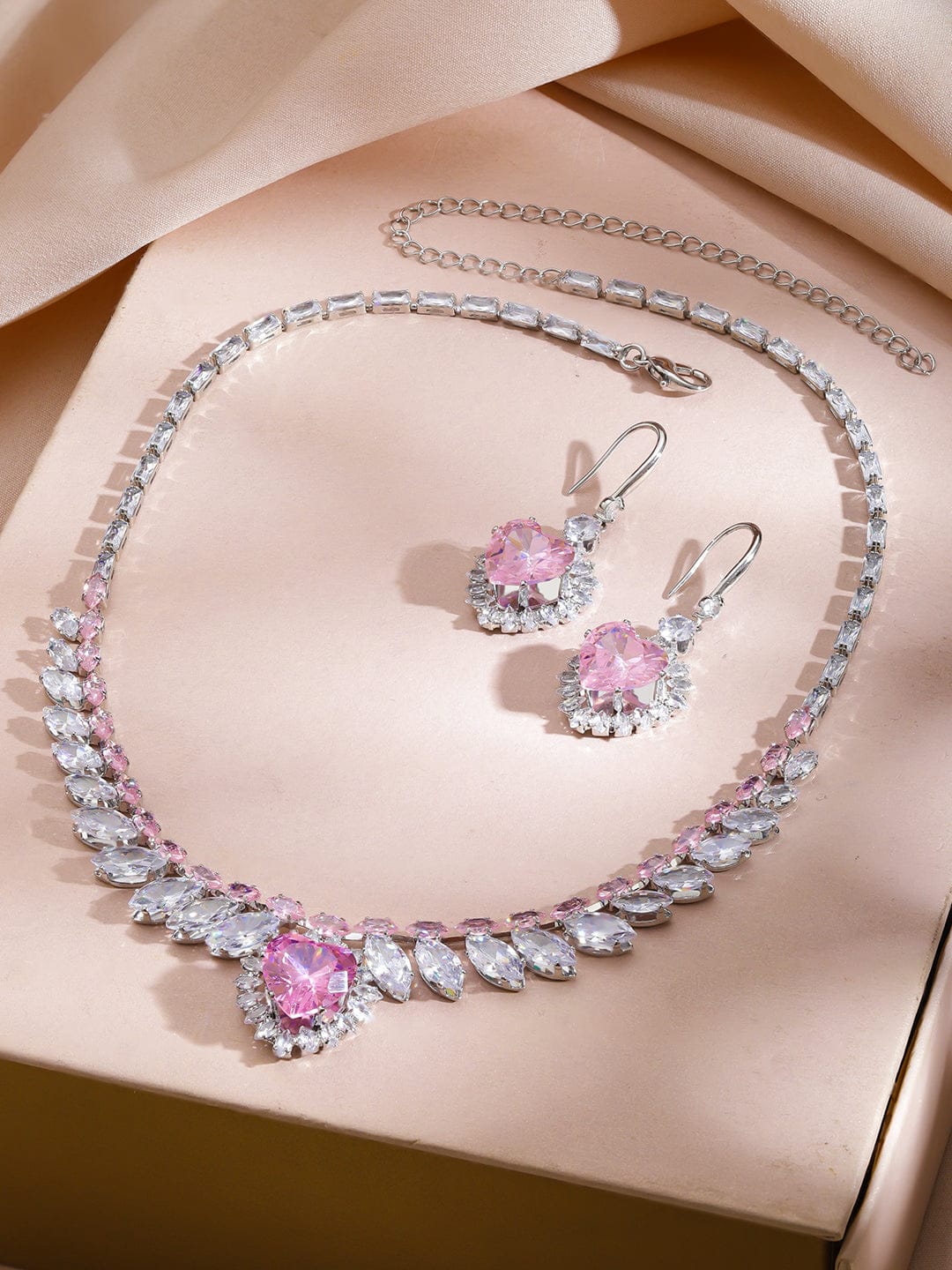 Wings of Freedom Crystal Necklace Set - Pink フリーサイズ