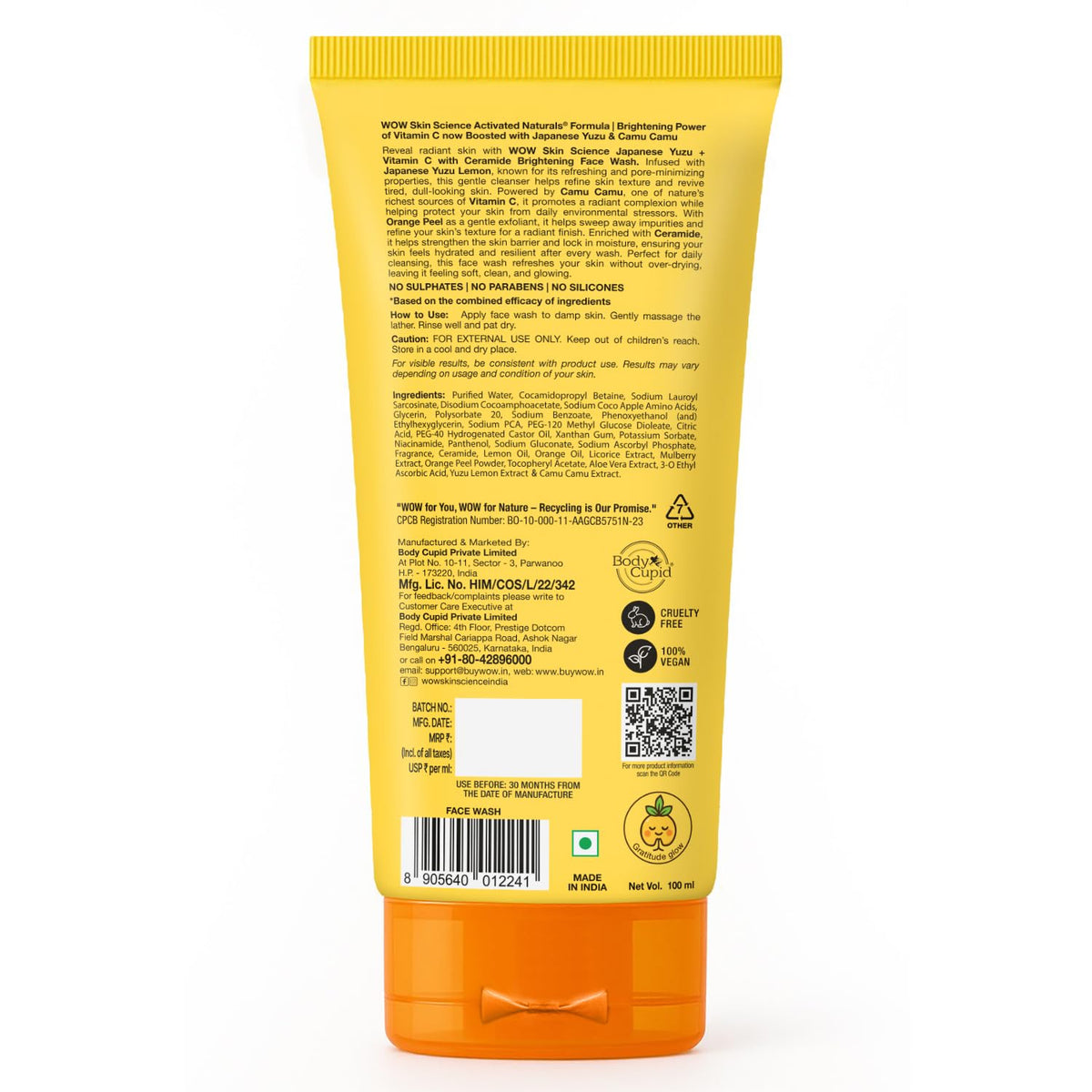 WOW Skin Science ユズ ブライトニング フェイスウォッシュ 100ml