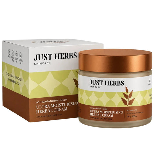 【Just Herbs】 Ultra Moisturising Herbal Cream with Ashwagandha and Neem｜ウルトラモイスチャライジング ハーバルクリーム アシュワガンダ&ニーム｜100g